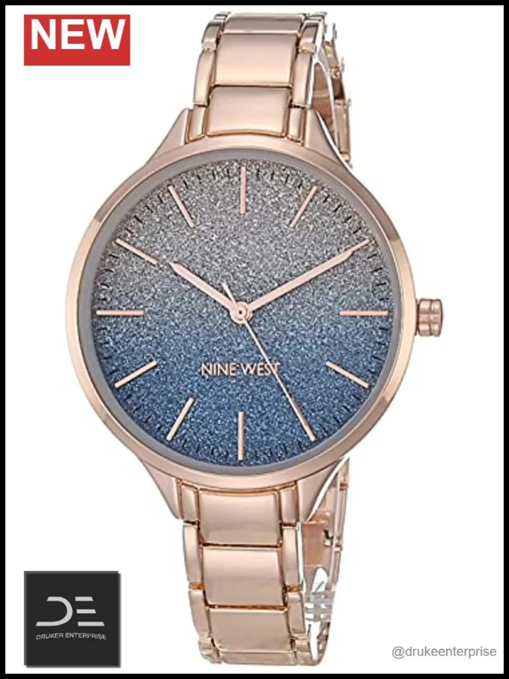 Rose Gold-Tone Bracelet Watch with Blue Ombre Dial